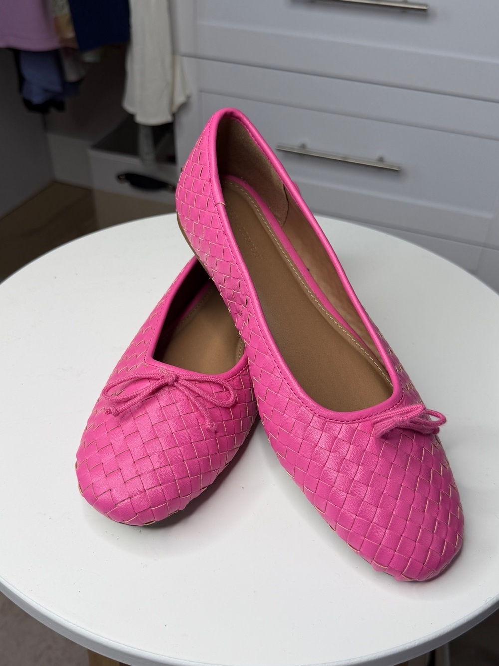 Free Assembly Women’s Hot Pink Woven Ballet Flats with Bow